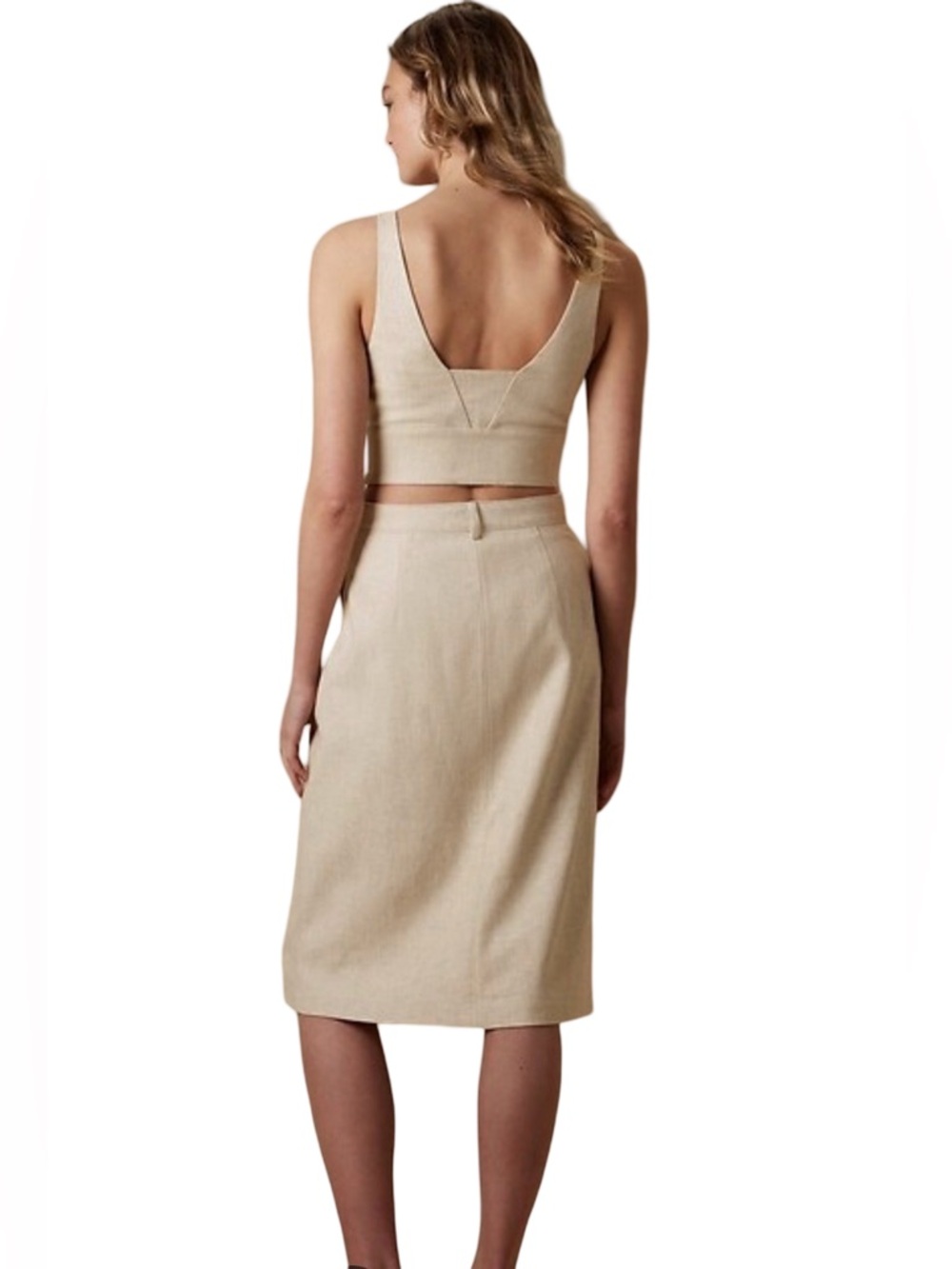 NWT Banana Republic Linen Pleated Midi Skirt & Crop Top Set size 4 women - Picture 3 of 16
